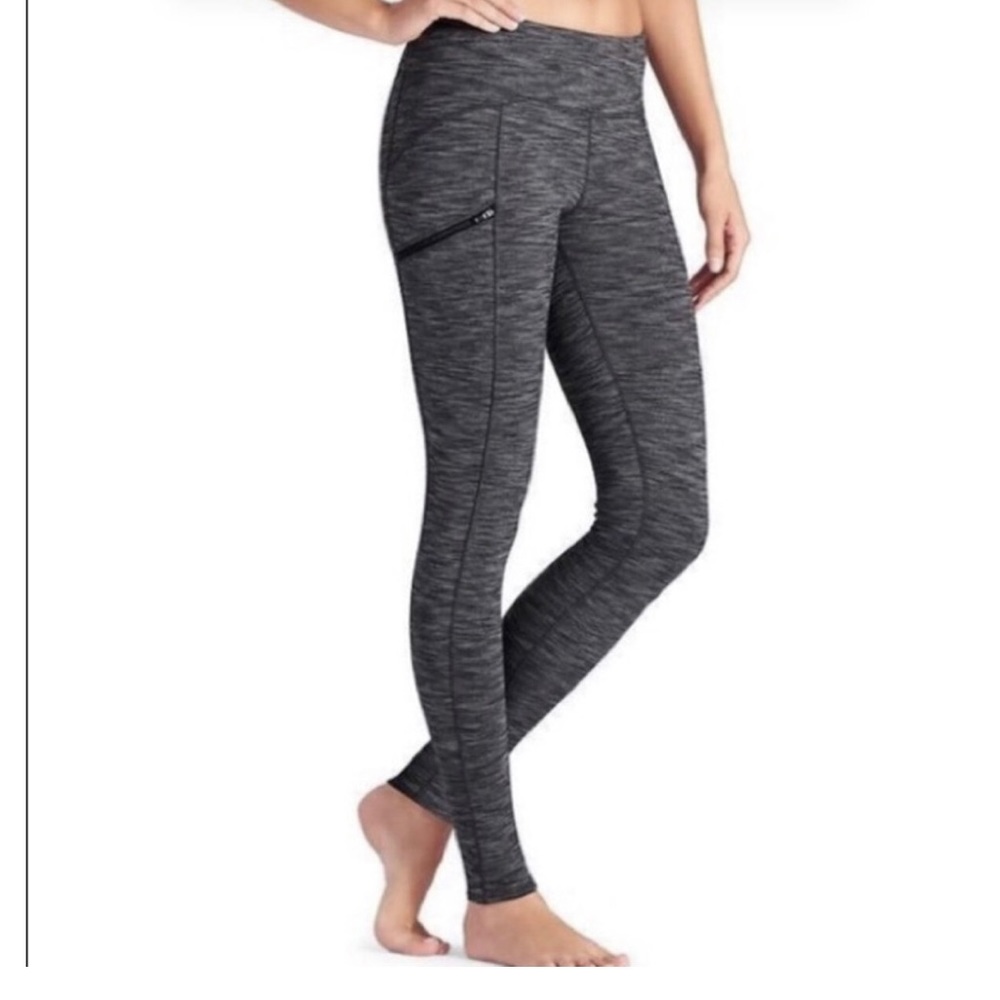 Athleta Grey and Black Criss Cross Drifter  Legging